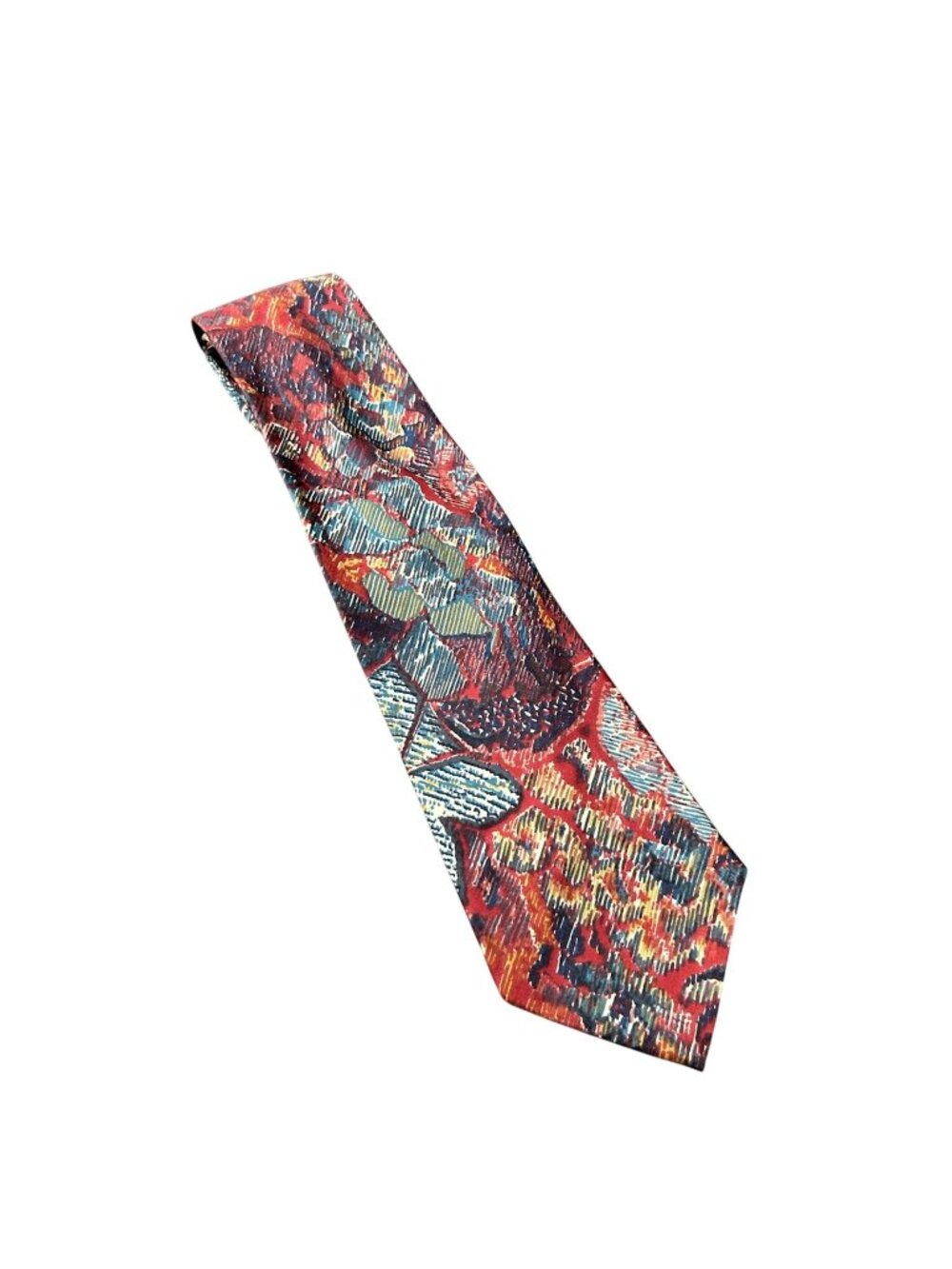 Enrico Coveri One Size 100% Silk Handmade Red Blue Floral Mens Tie Retro Vintage